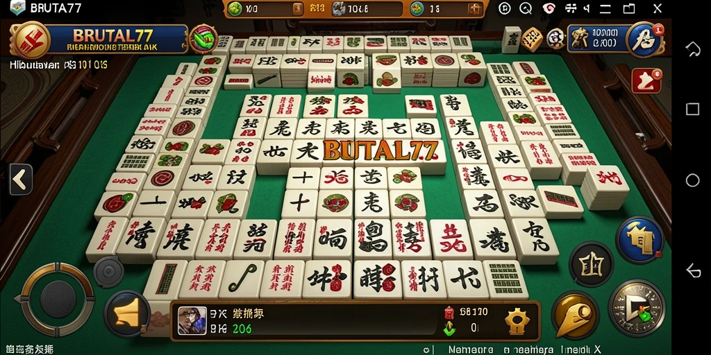 Tangkapan layar utama BRUTAL77 dengan gameplay Mahjong yang menarik.