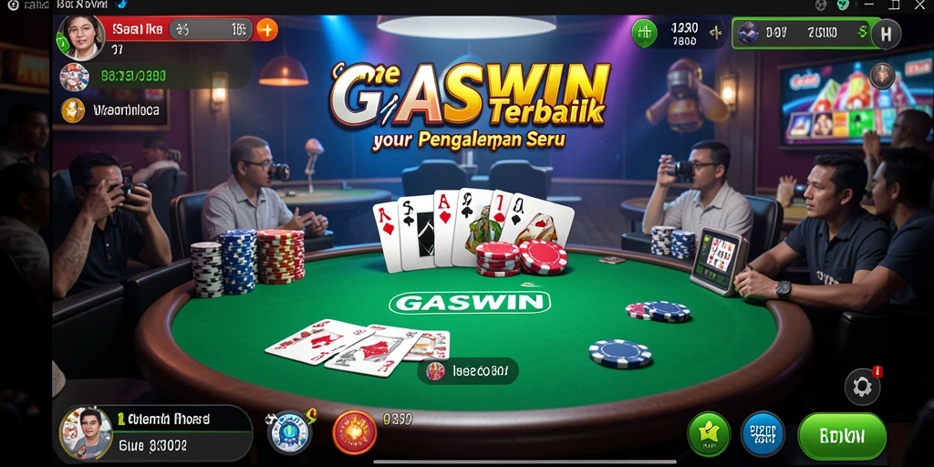 Screenshot GASWIN memperlihatkan gameplay Poker yang menegangkan dan seru.