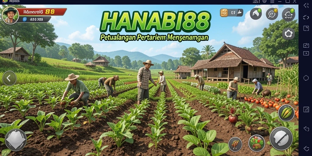 Screenshot dari gameplay <strong>HANABI88</strong> yang menunjukkan ladang yang indah dan berwarna-warni.