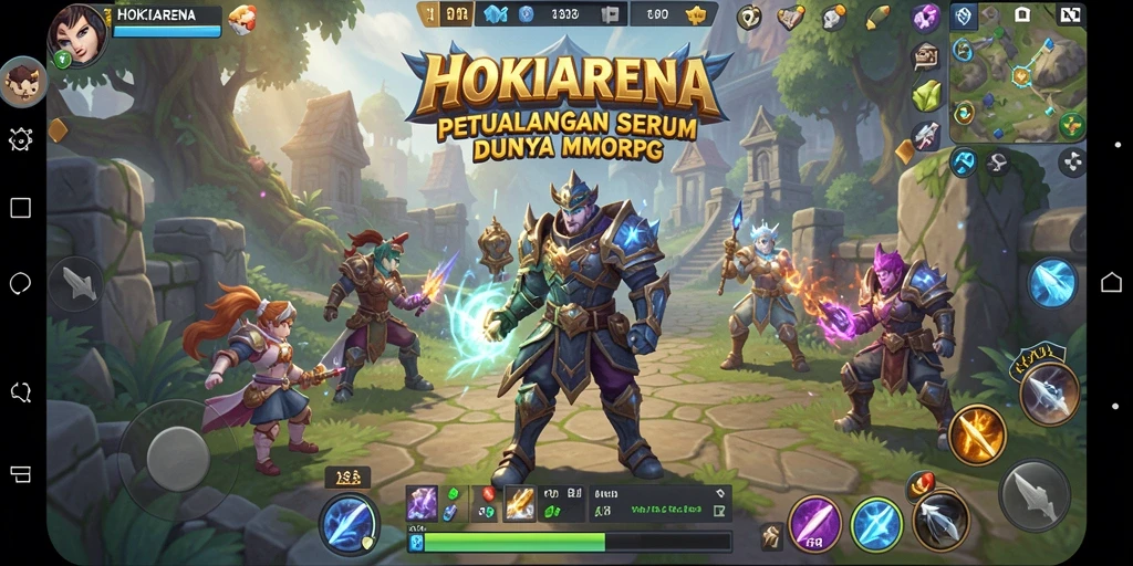 Screenshot HOKIARENA menunjukkan momen epic dalam pertarungan MMORPG.