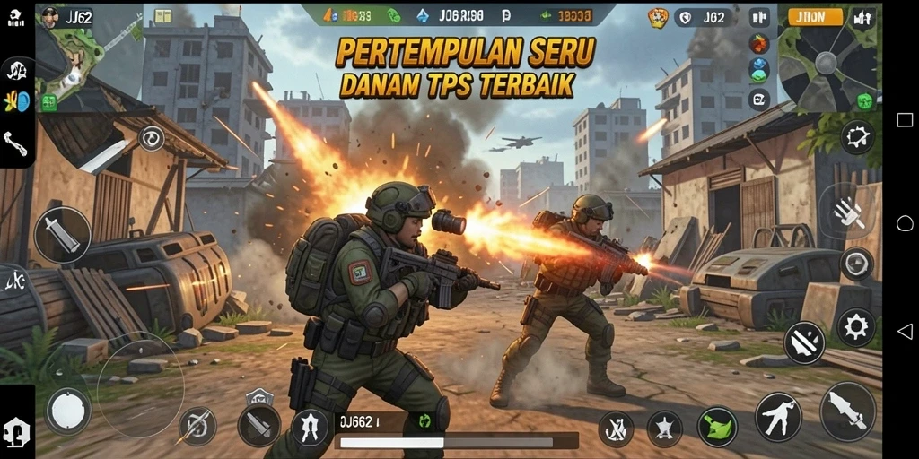 Gameplay seru JJ62 dengan aksi pertempuran yang intens di TPS.