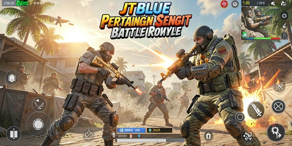 Gameplay JTBLUE yang menegangkan dalam pertempuran Battle Royale.