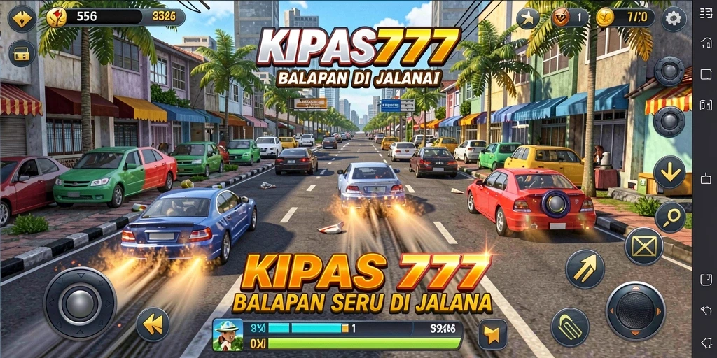 Screenshot menampilkan aksi balapan KIPAS777 yang mendebarkan.