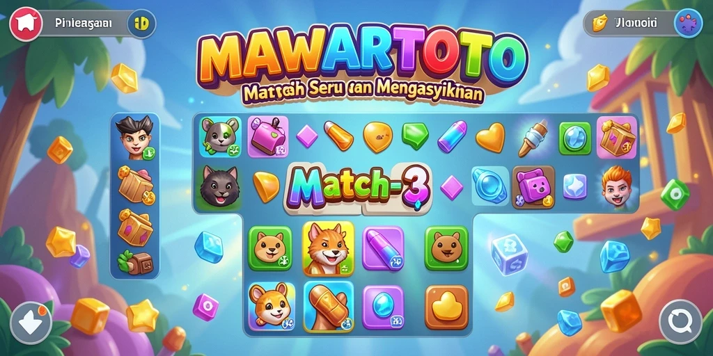 Tampilan gameplay seru di MAWARTOTO dengan elemen warna-warni.