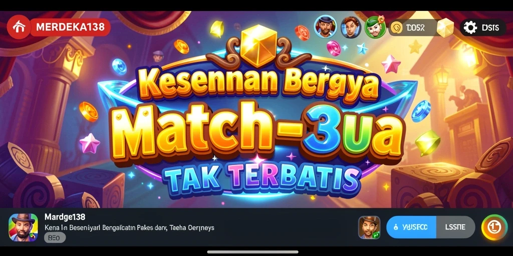 Tampilan gameplay MERDEKA138 yang seru dan menantang di level Match-3.