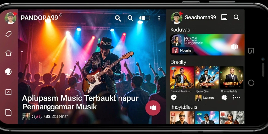 Tampilan gameplay PANDORA99 menampilkan antarmuka yang intuitif dan berbagai pilihan lagu.