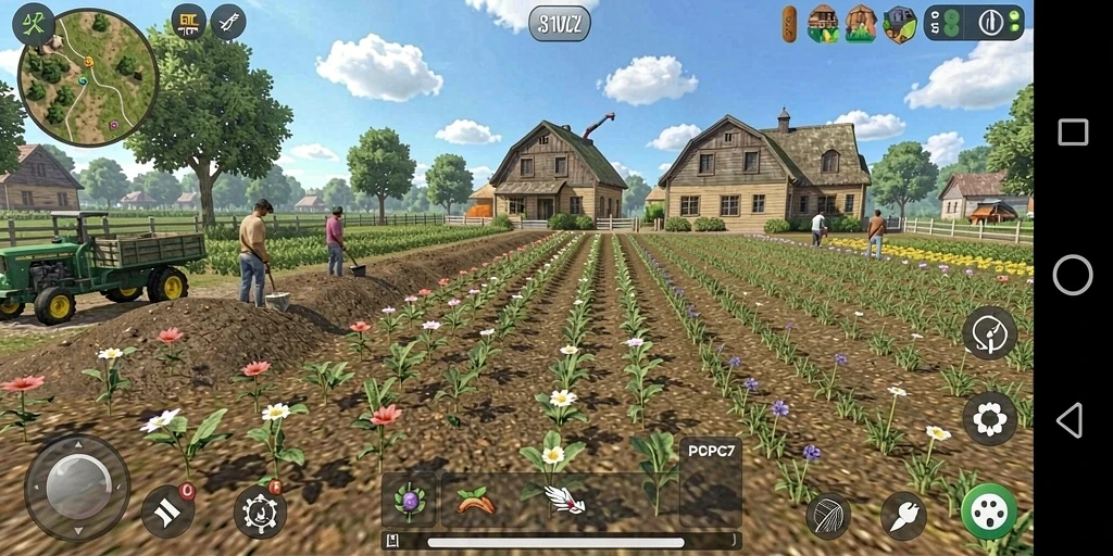Screenshot gameplay PCPC7 yang menunjukkan aktivitas bertani yang seru.