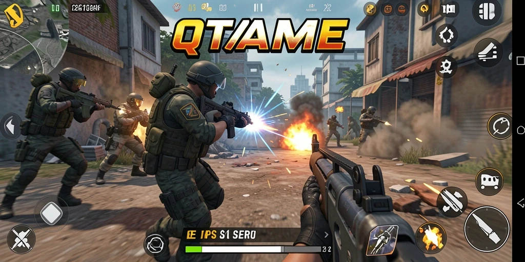 Screenshot menunjukkan momen intens pertempuran dalam TPS QTGAME.