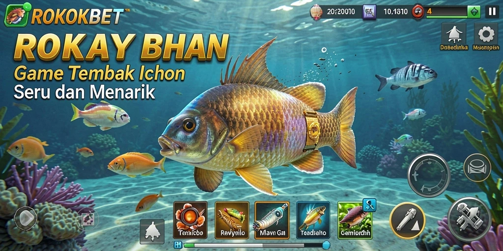 Screenshot gameplay ROKOKBET menampilkan keseruan menembak ikan.