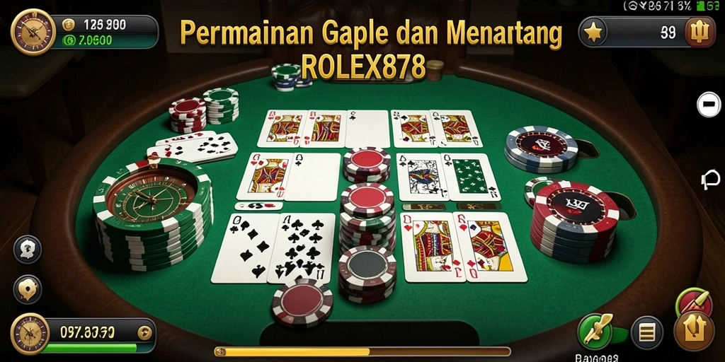 Screenshot gameplay <strong>ROLEX878</strong> menunjukkan suasana seru permainan Gaple.