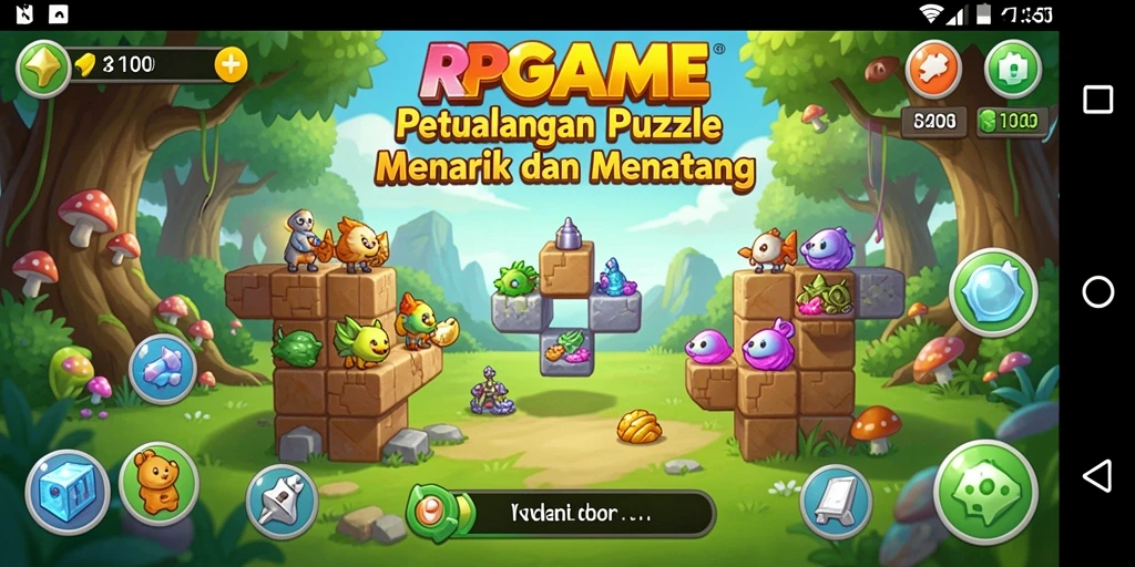 Tampilan gameplay RPGAME yang penuh warna dan menantang teka-teki.
