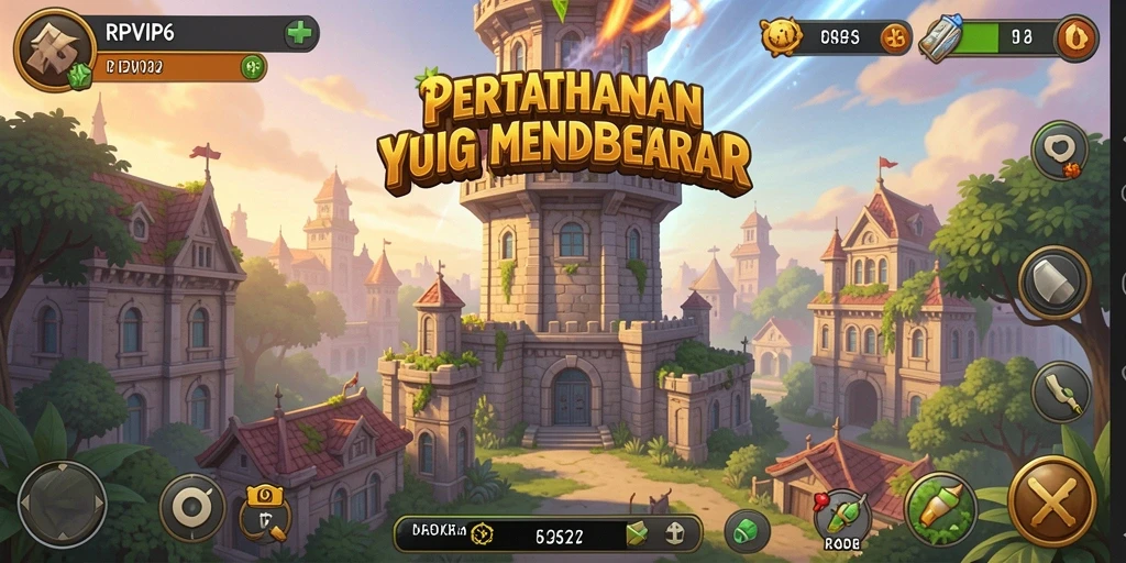 Screenshot RPVIP6 menunjukkan aksi seru dalam Tower Defense.