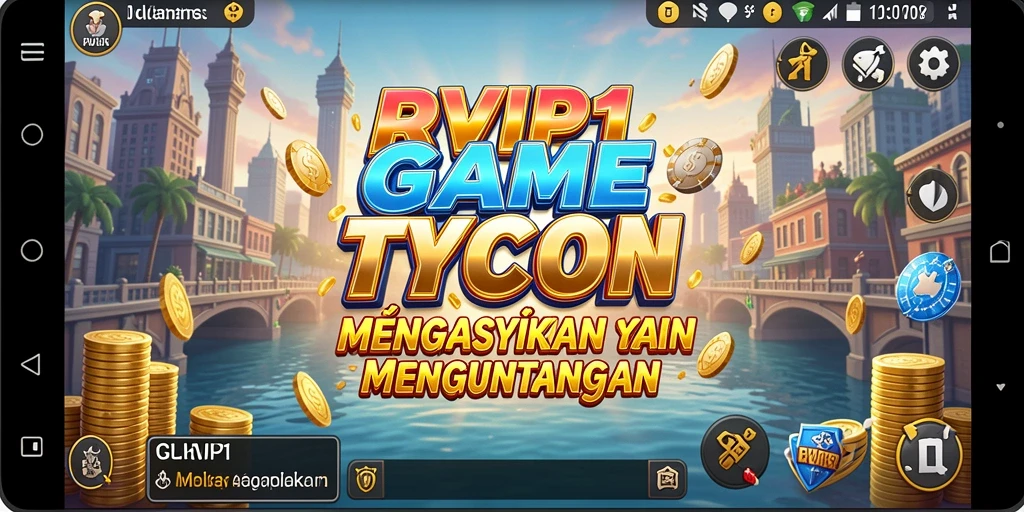 Screenshot permainan RVIP1 menampilkan aksi manajemen bisnis yang strategis.