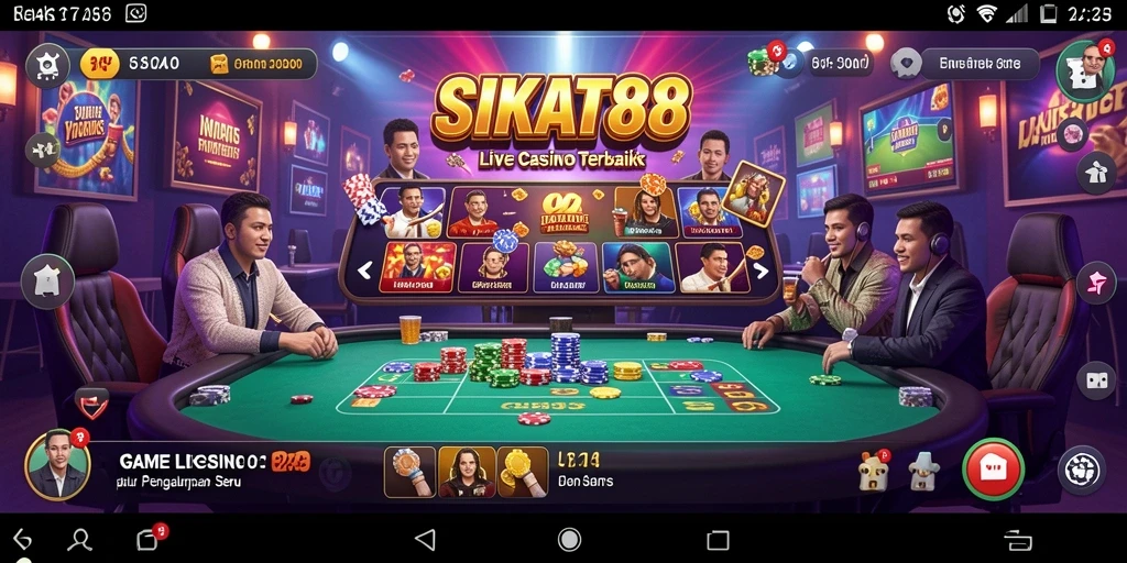 Tampilan gameplay Live Casino SIKAT88 yang mendebarkan dan interaktif.