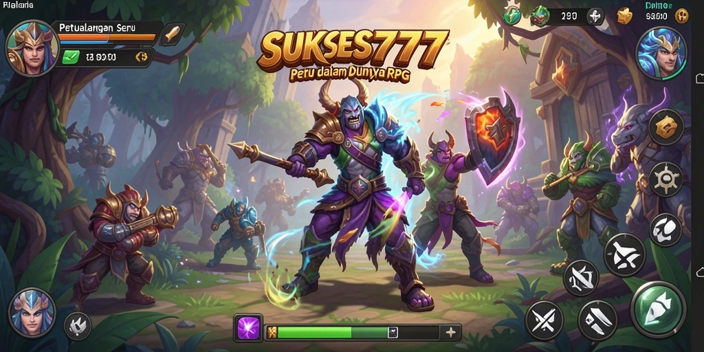 Screenshot utama menampilkan aksi seru dalam petualangan RPG.