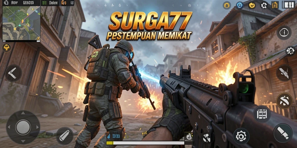 Gameplay SURGA77 dengan aksi tembak-menembak yang seru.