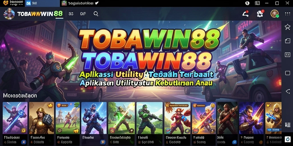 Tampilan utama aplikasi TOBAWIN88 dengan berbagai fitur utility.