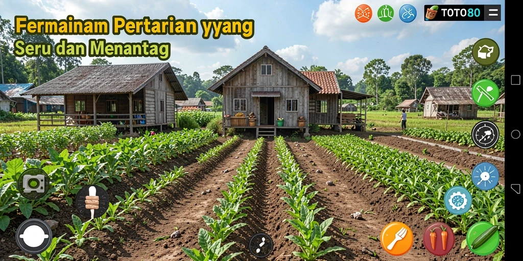 Screenshot gameplay TOTO80 menampilkan keindahan lahan pertanian.
