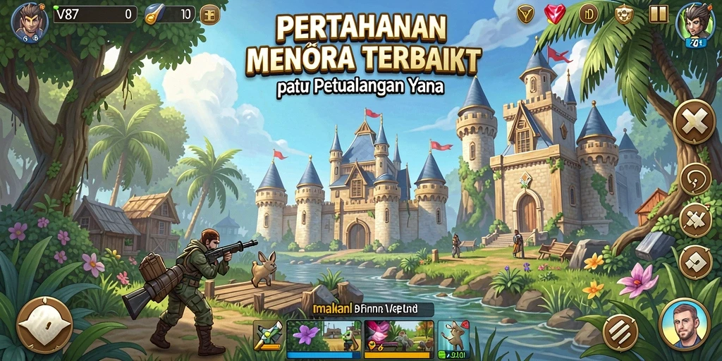 Tangkapan layar menunjukkan aksi menara dalam pertahanan melawan gelombang musuh.