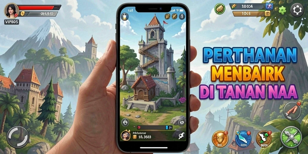 Tampilan gameplay <strong>VIP805</strong> yang seru dalam pertahanan menara.
