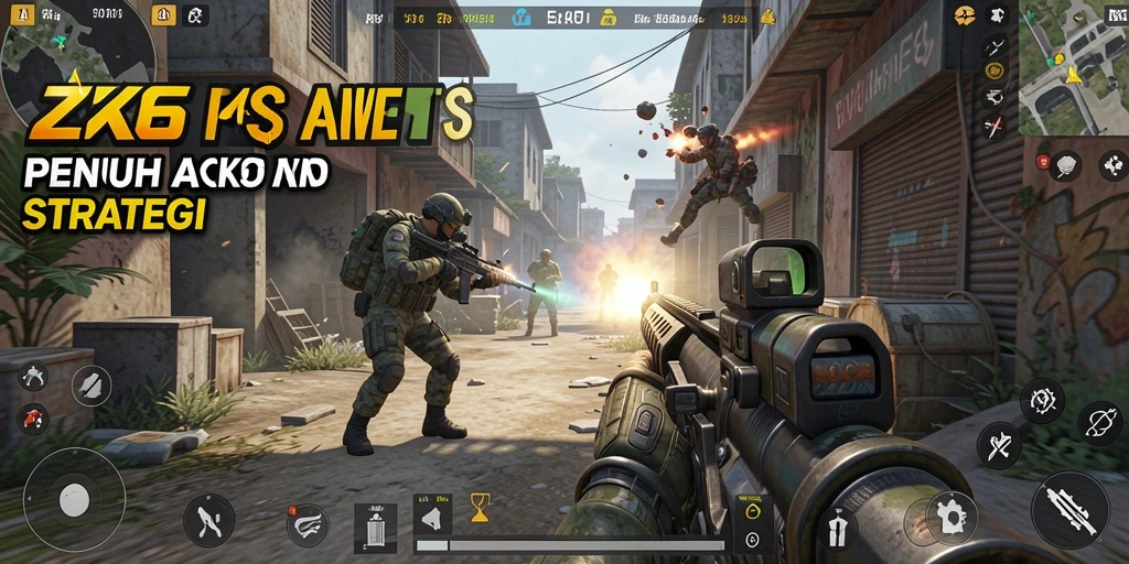 Tampilan gameplay seru dalam permainan ZK6 dengan aksi tembak-menembak intens.